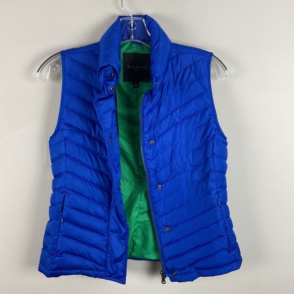 Talbots Blue Quilted Down Vest Size P - Picture 10 of 14
